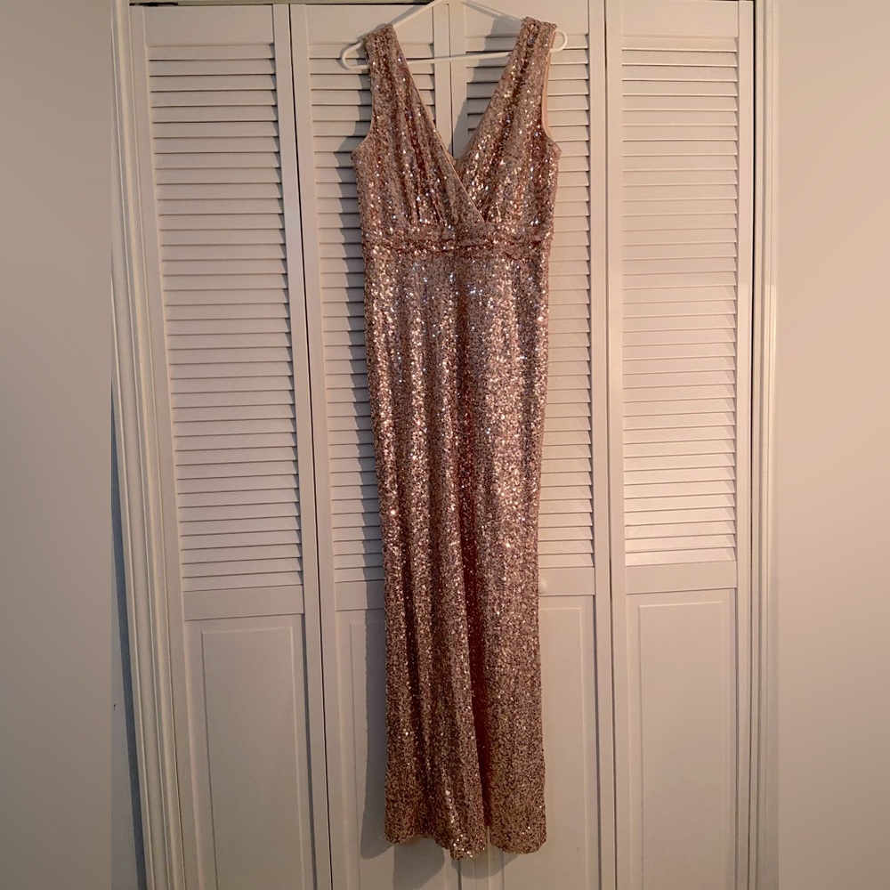 Badgley Mischka rose gold dress